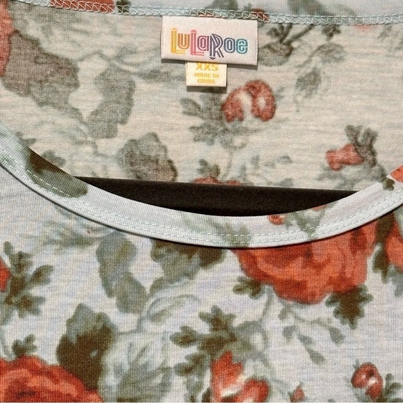 LulaRoe Irma Tunic Short Sleeve Rose Soft Light Blue White Red XXS-XS 00-0 - Picture 7 of 13